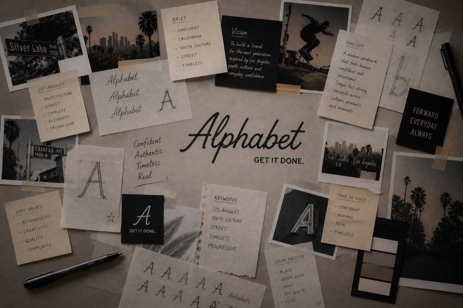 Brief and concept board for Alphabet brand
