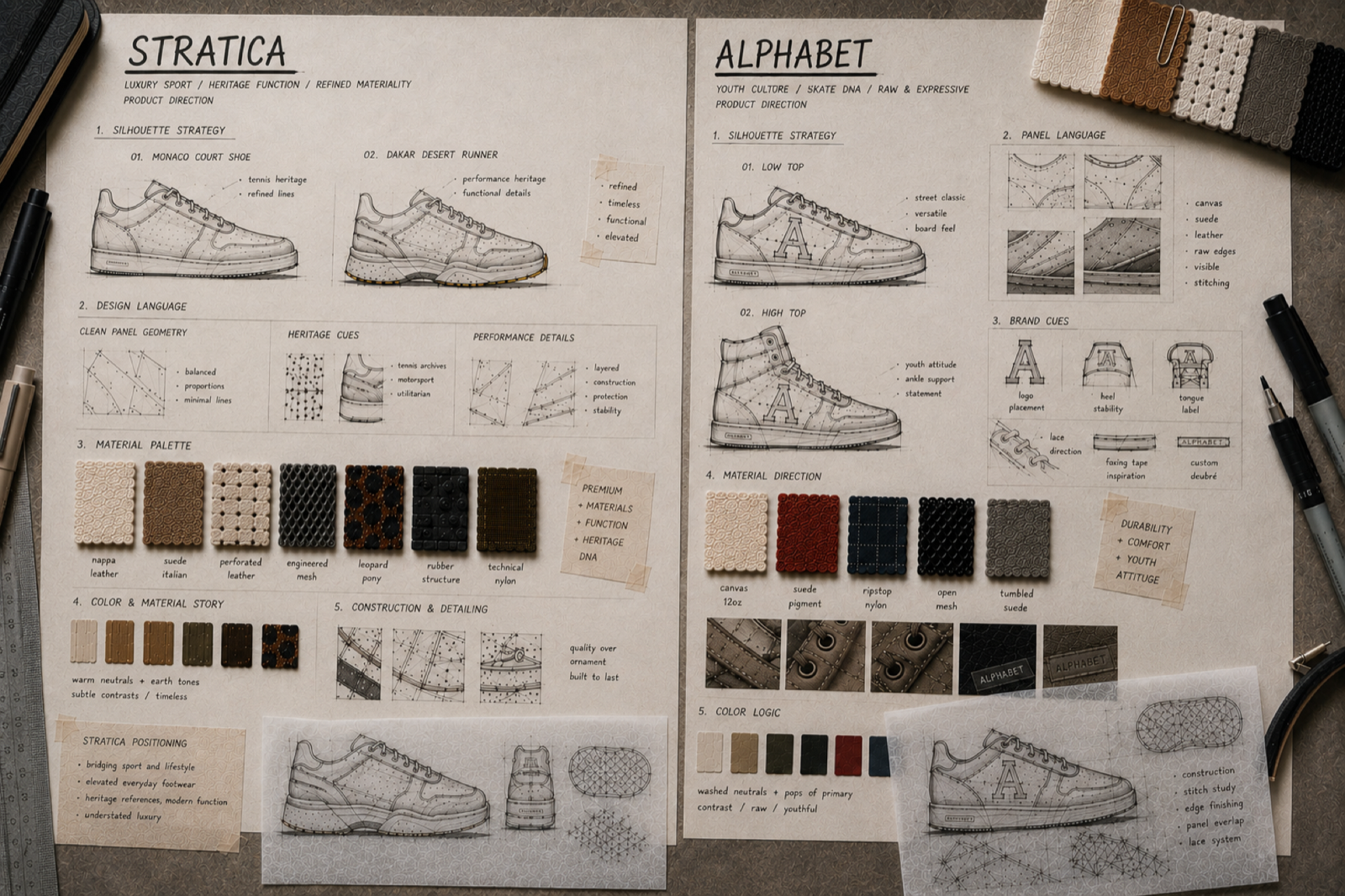 Product direction boards for footwear brands